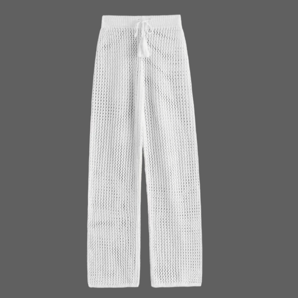 White Crochet Wide Leg Beach Pants